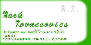 mark kovacsovics business card